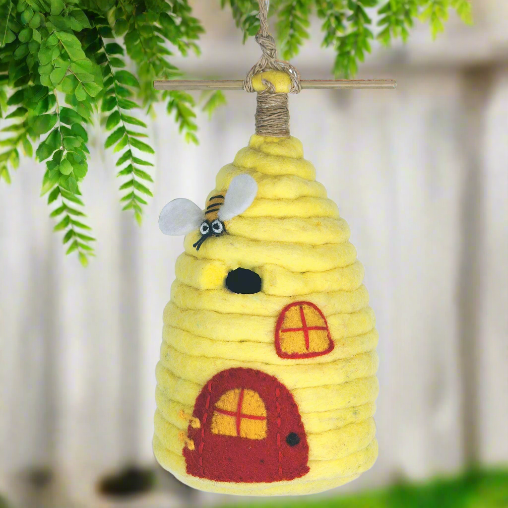 Felt Birdhouse - Honey House - Yellow- Wild Woolies