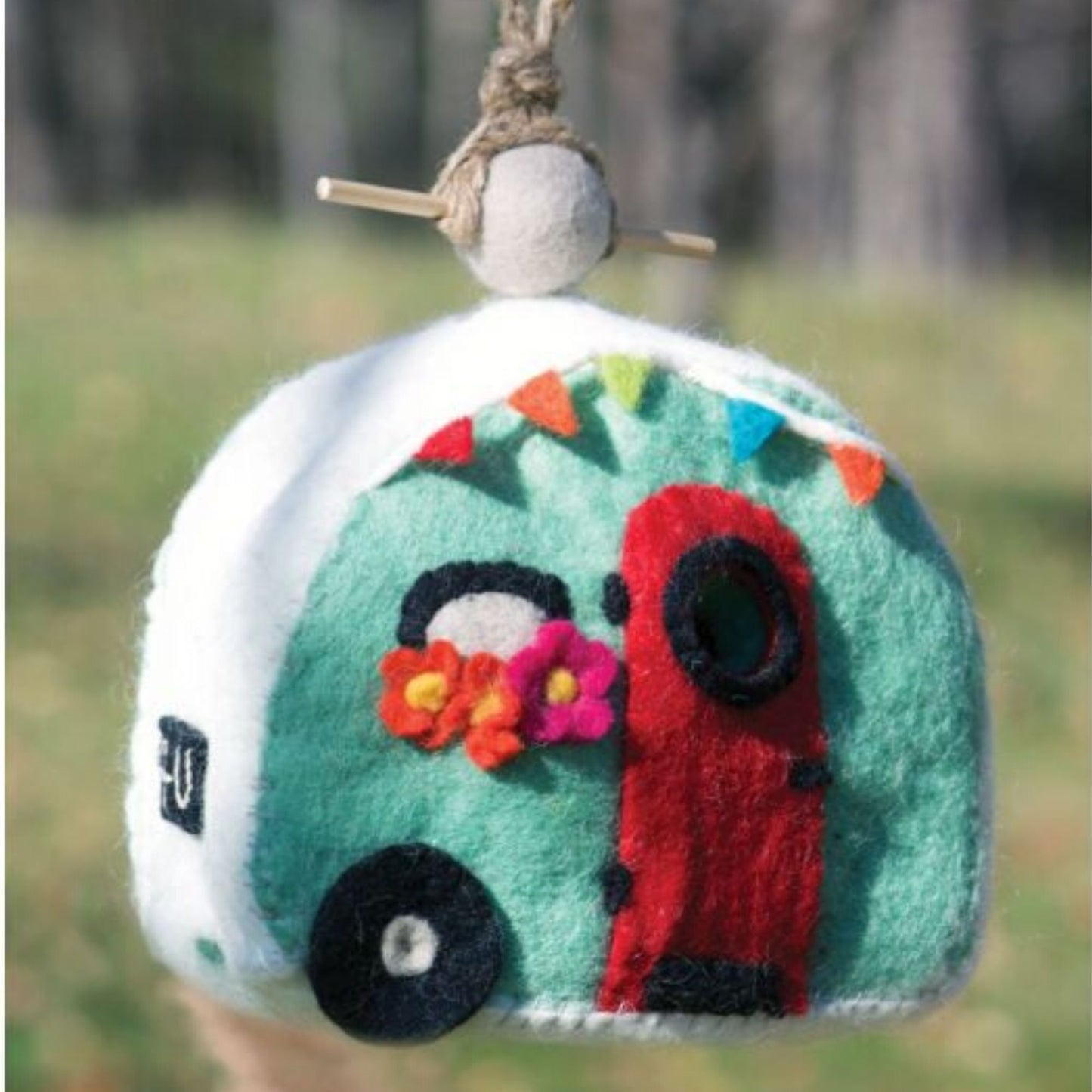 Felt Retro Camper Birdhouse -Green -  Wild Woolies