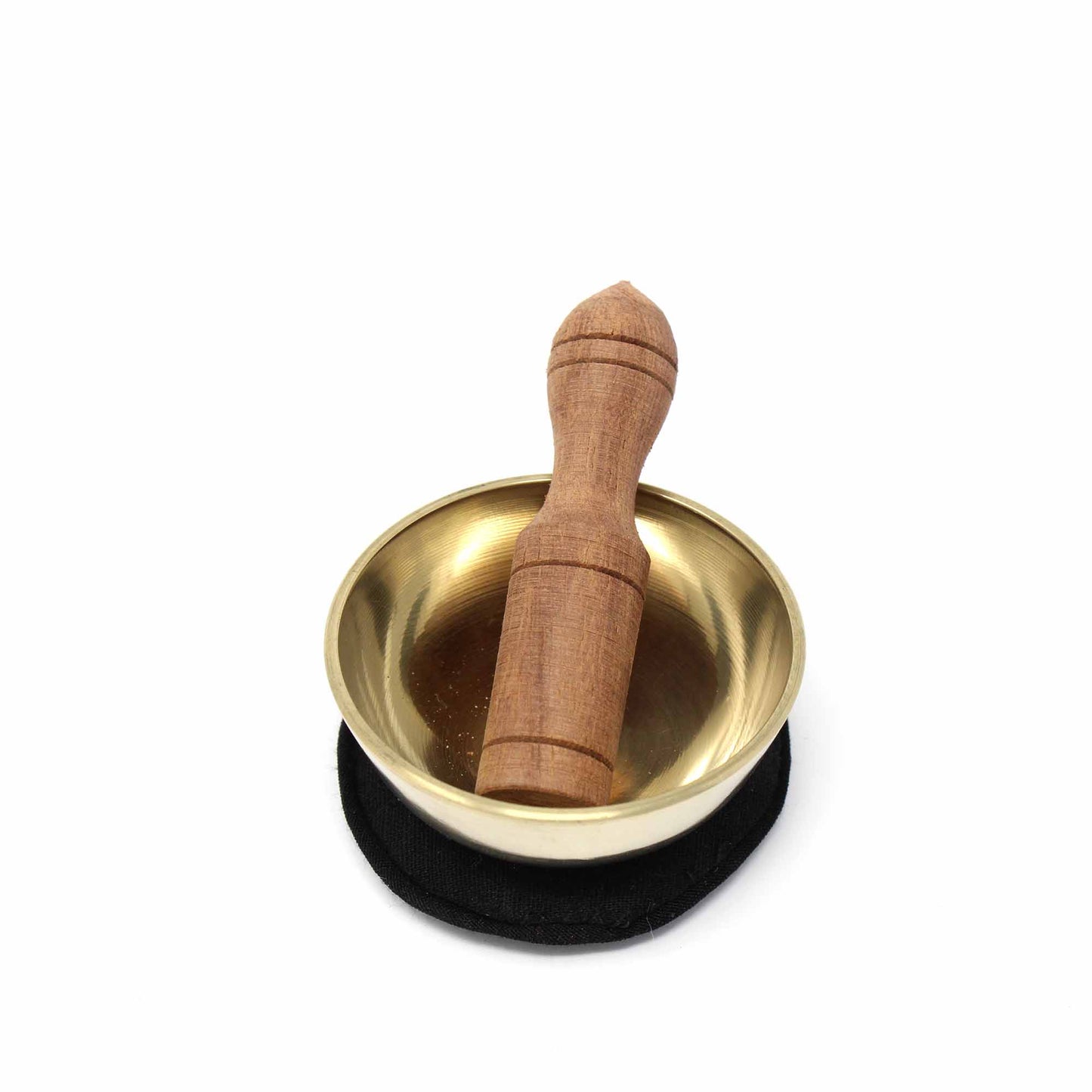 mini 2" singing bowl with wooden striker and cushion.