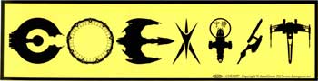 Coexist Sci-Fi Bumper Sticker on a yellow background. We all just need to get along.