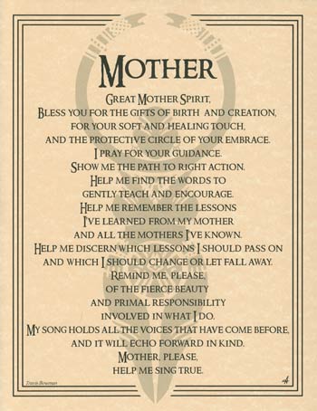 A Prayer to the Great Mother Spirit Printed on Parchment-8 1/2" x 11"