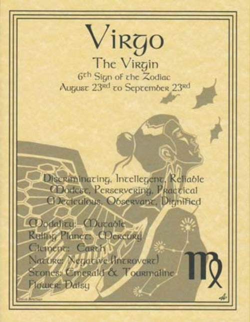 Zodiac Poster- Virgo the 6th Sign of the Zodiac 8.5" x 11"