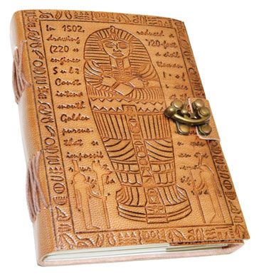 Egyptian Embossed Leather Journal w/ latch- Tree-Free-Recycled Paper-5" x 7"