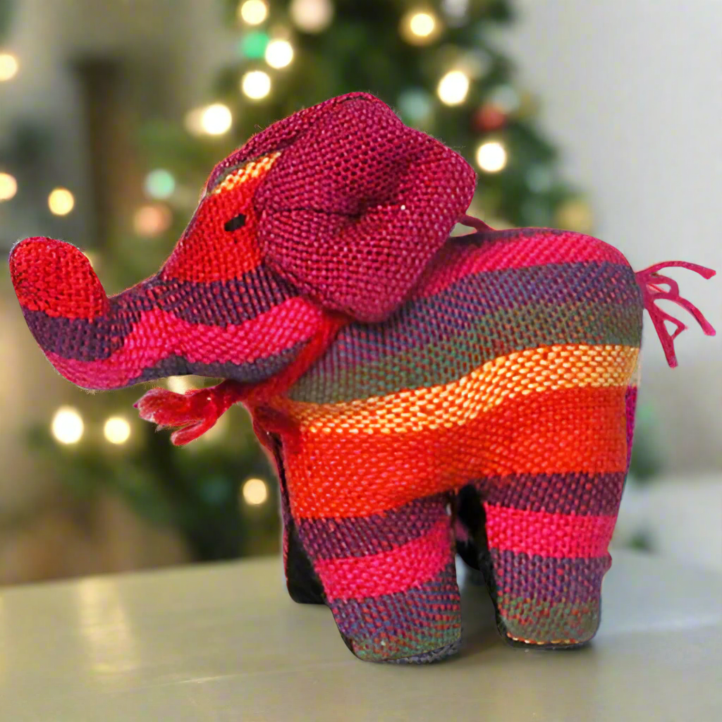 Hand-Woven Elephant Ornament-Recycled Cotton Cloth-Fair Trade-Guatemala