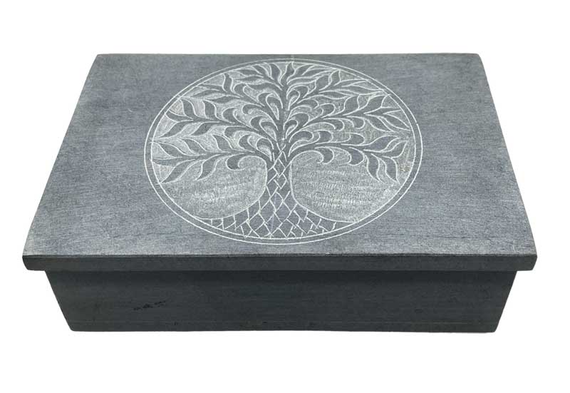 Tree Of Life Soapstone Box -Decorative Box 4" X 6"