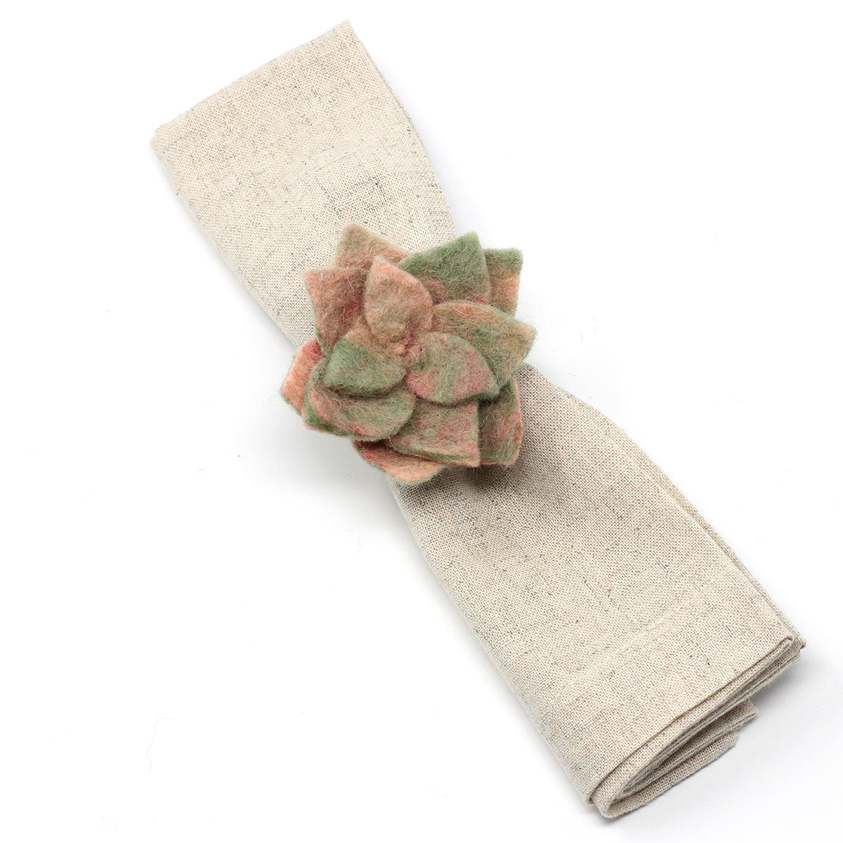 Hand-felted Succulent Napkin Rings, Set of Four Colors -Fair Trade- Global Groove