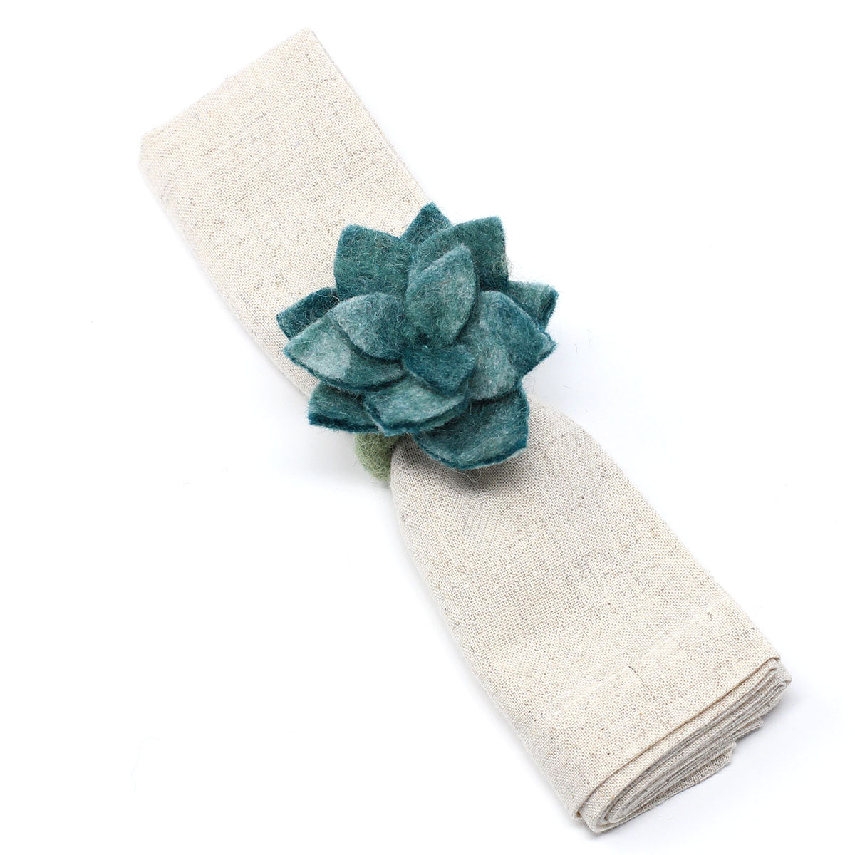 Hand-felted Succulent Napkin Rings, Set of Four Colors -Fair Trade- Global Groove