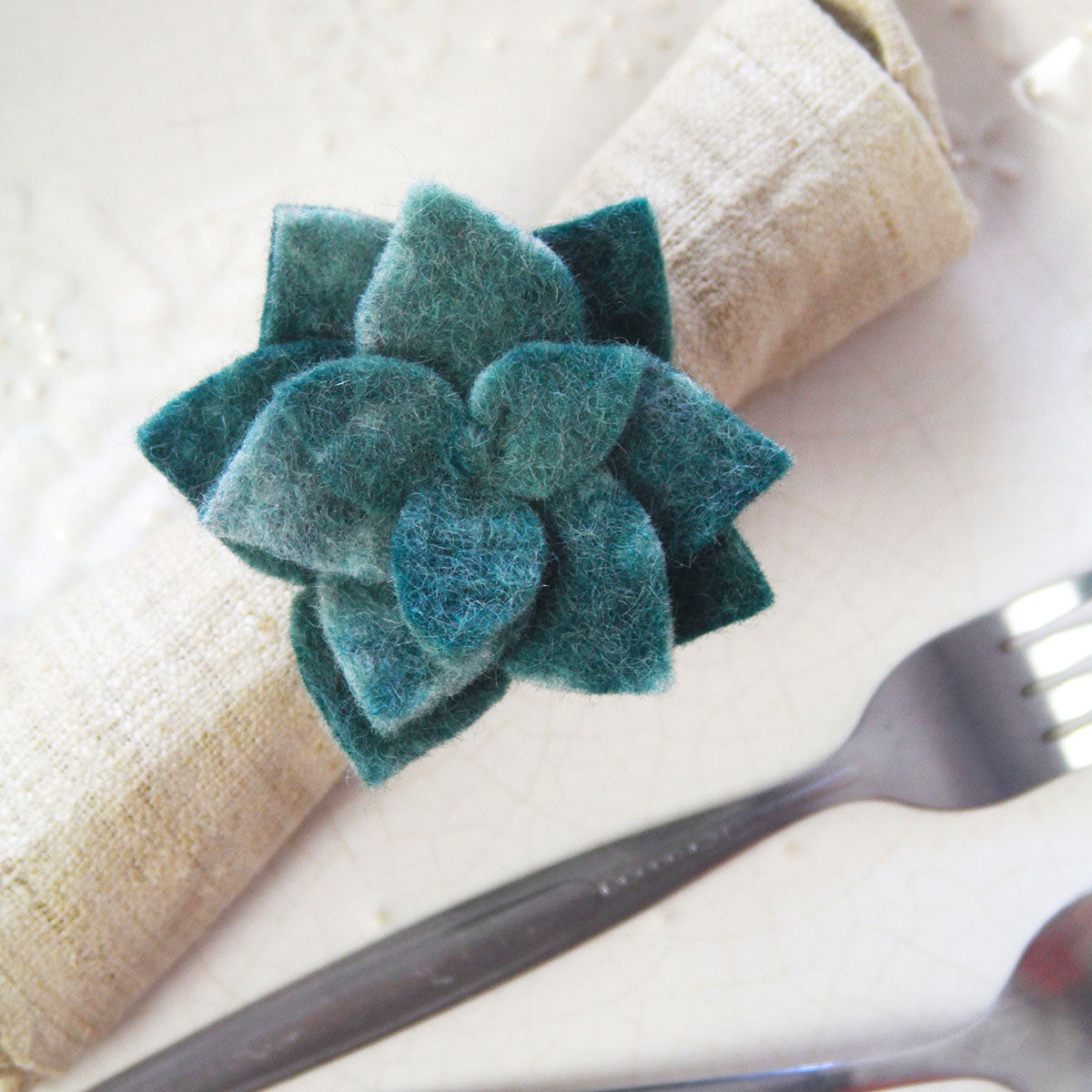 Hand-felted Succulent Napkin Rings, Set of Four Colors -Fair Trade- Global Groove