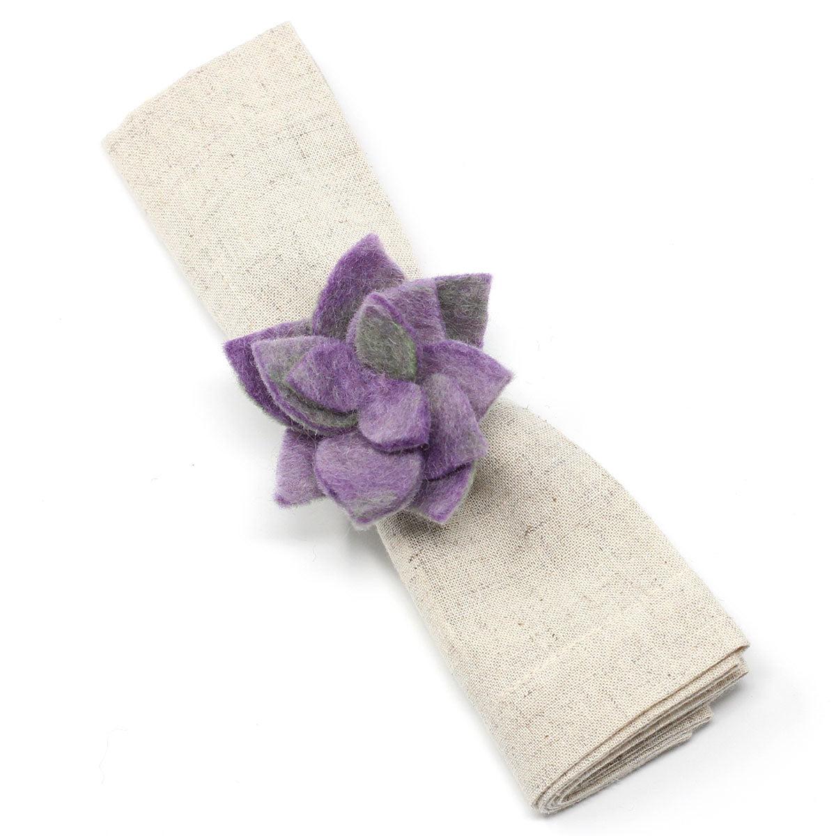 Hand-felted Succulent Napkin Rings, Set of Four Colors -Fair Trade- Global Groove