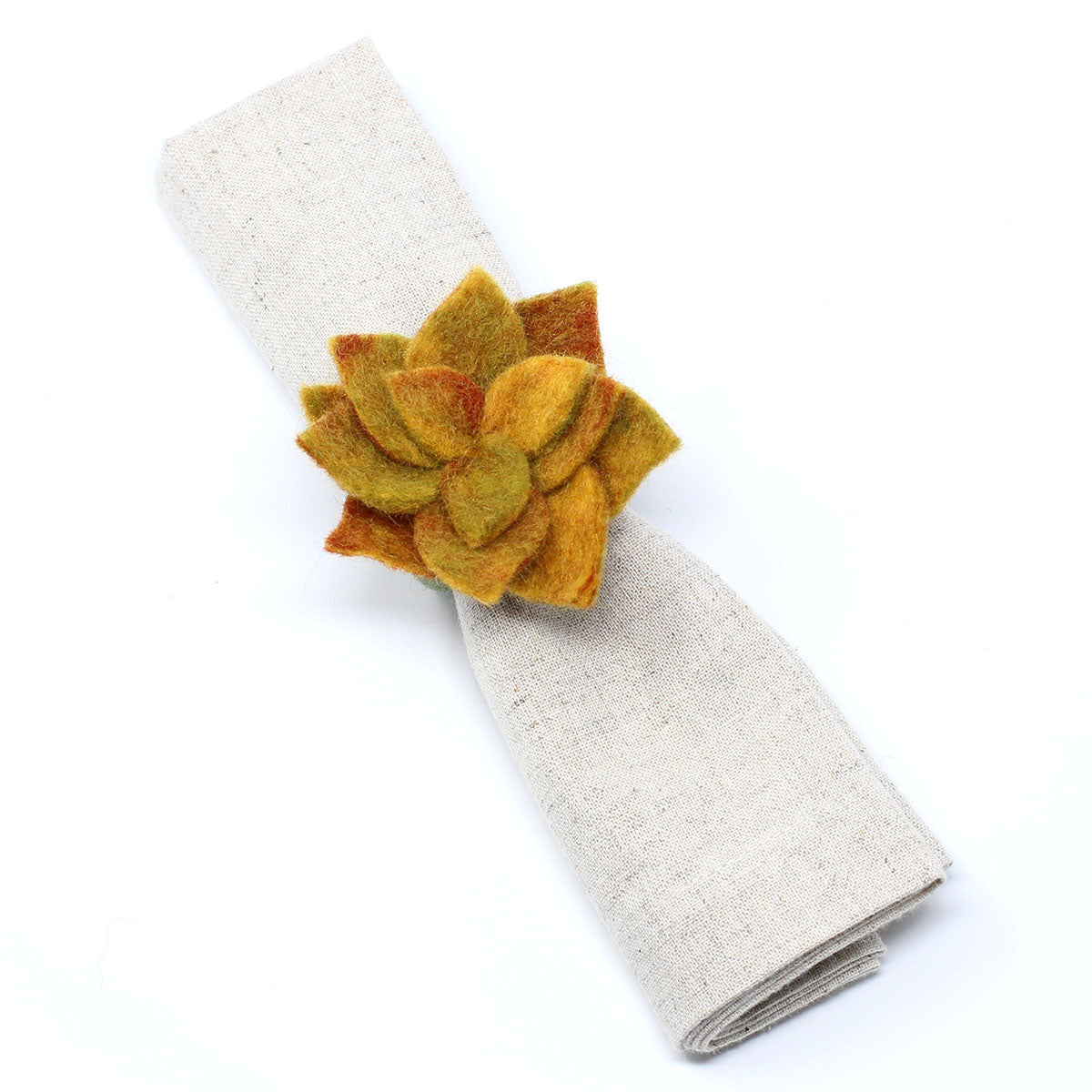 Hand-felted Succulent Napkin Rings, Set of Four Colors -Fair Trade- Global Groove