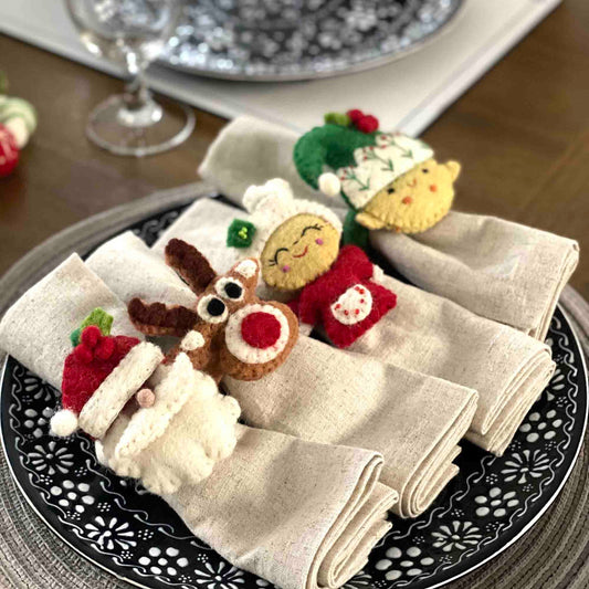 Hand Felted Christmas Napkin Rings-Set of Four - Global Groove