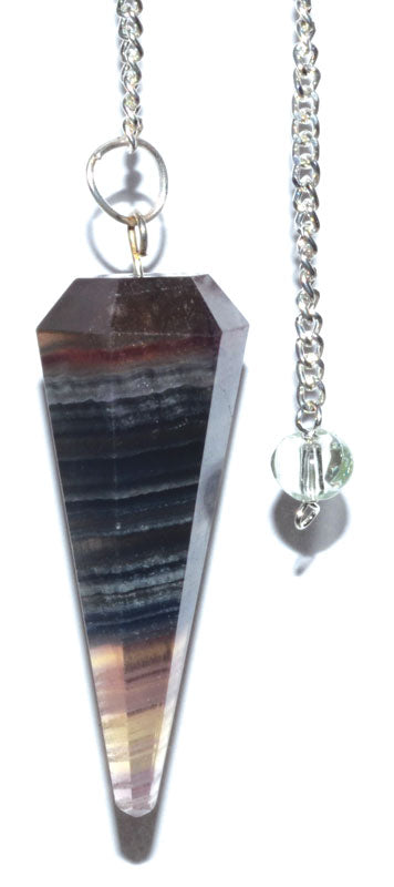 6 Sided Multi Fluorite Pendulum 9" L