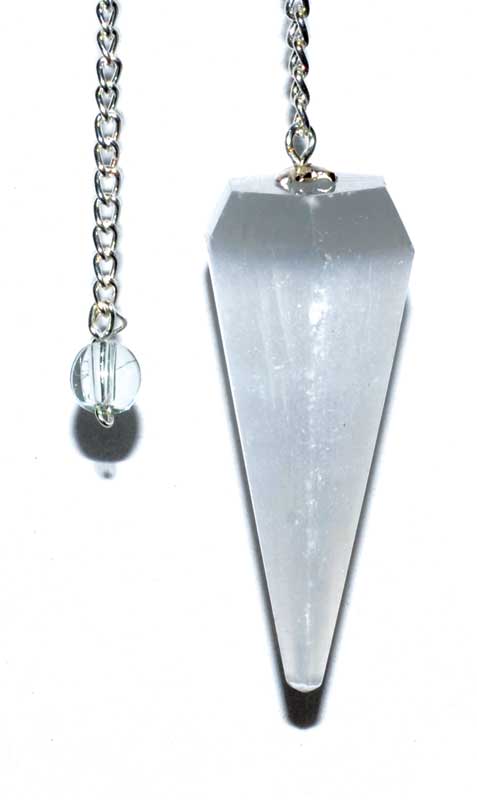 6 Sided 7 Chakra Selenite Pendulum