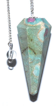 6 Sided Ruby Fuchsite Pendulum