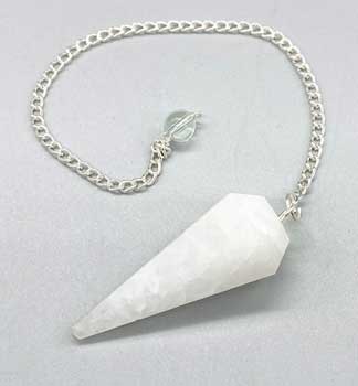 6 Sided White Quartz Pendulum