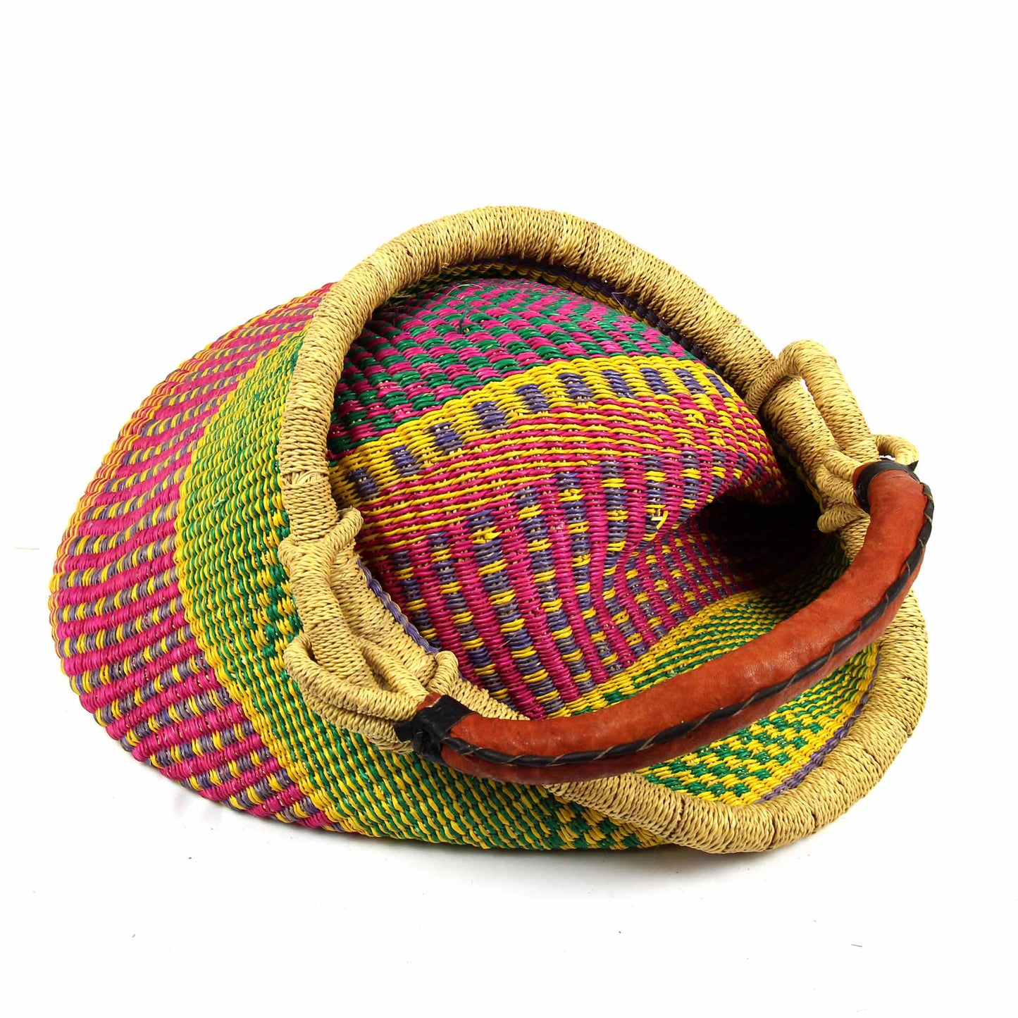 Bolga Pot Design Market Basket- Gambigo Basket- Mixed Colors