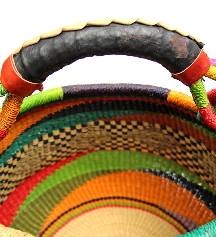 Bolga Pot Design Market Basket- Gambigo Basket- Mixed Colors