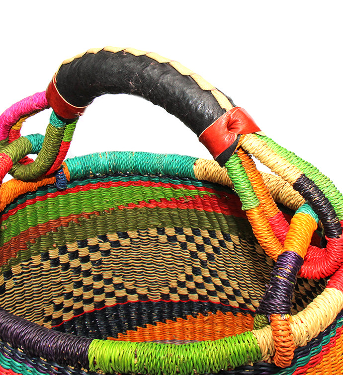 Bolga Pot Design Market Basket- Gambigo Basket- Mixed Colors