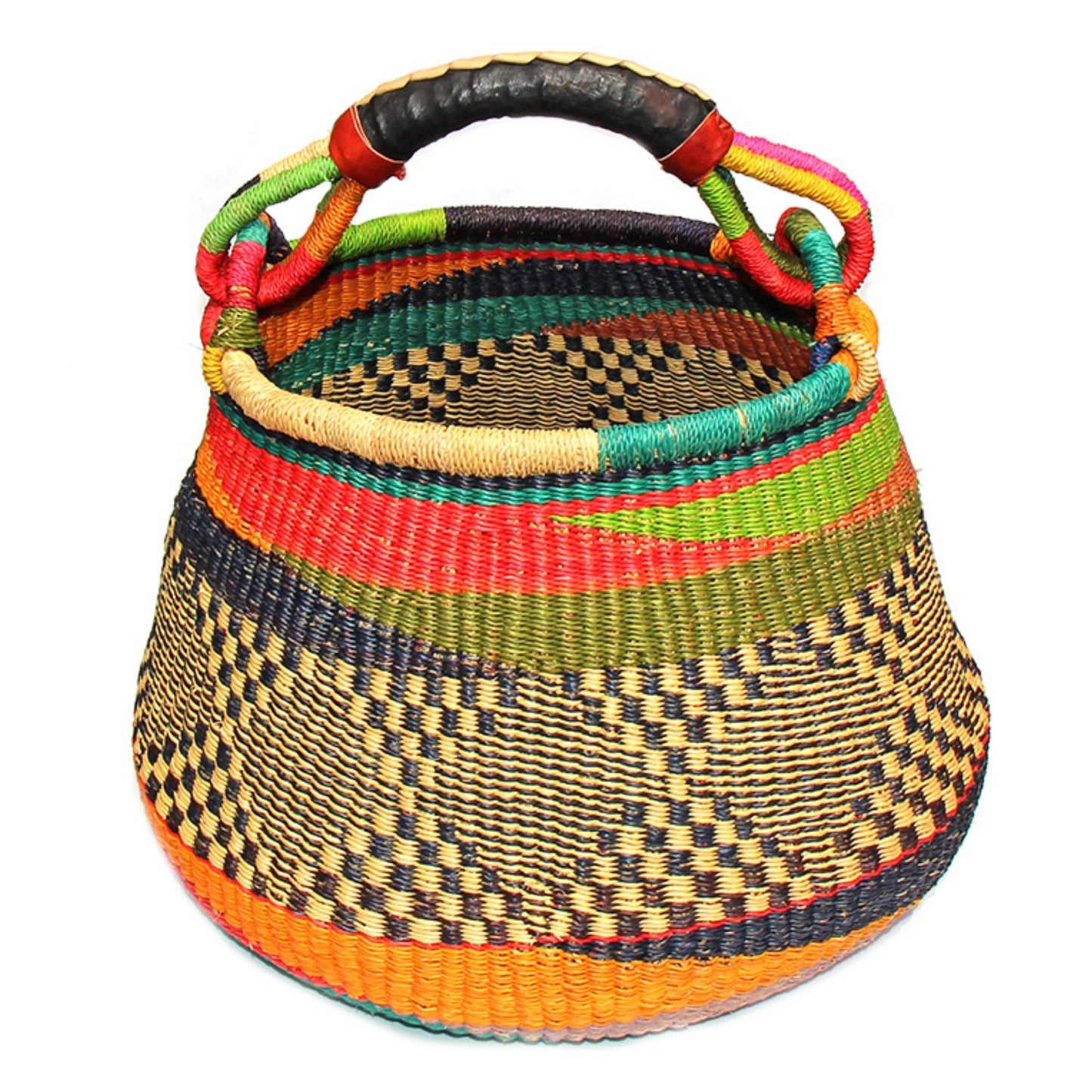 Bolga Pot Design Market Basket- Gambigo Basket- Mixed Colors