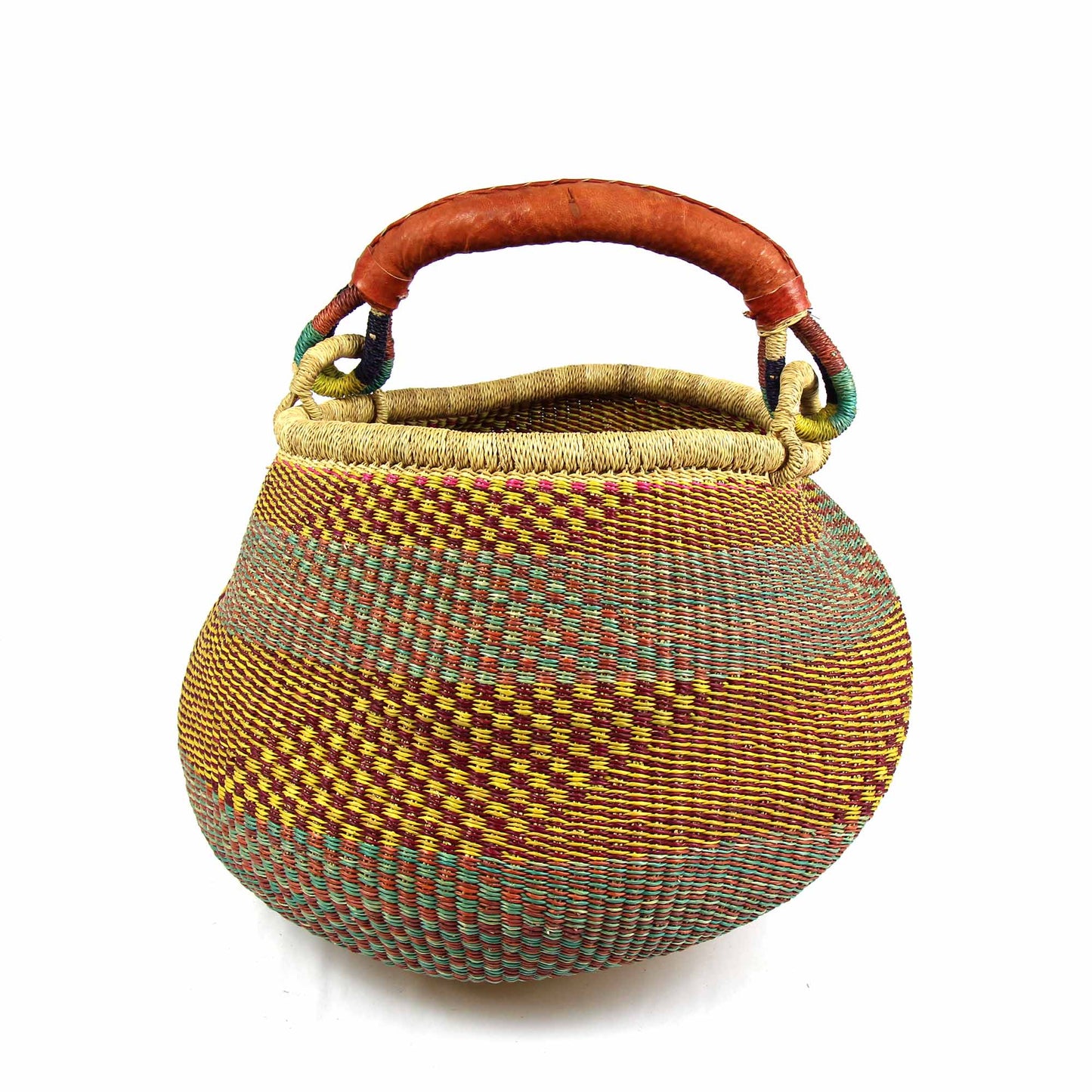 Bolga Pot Design Market Basket- Gambigo Basket- Mixed Colors