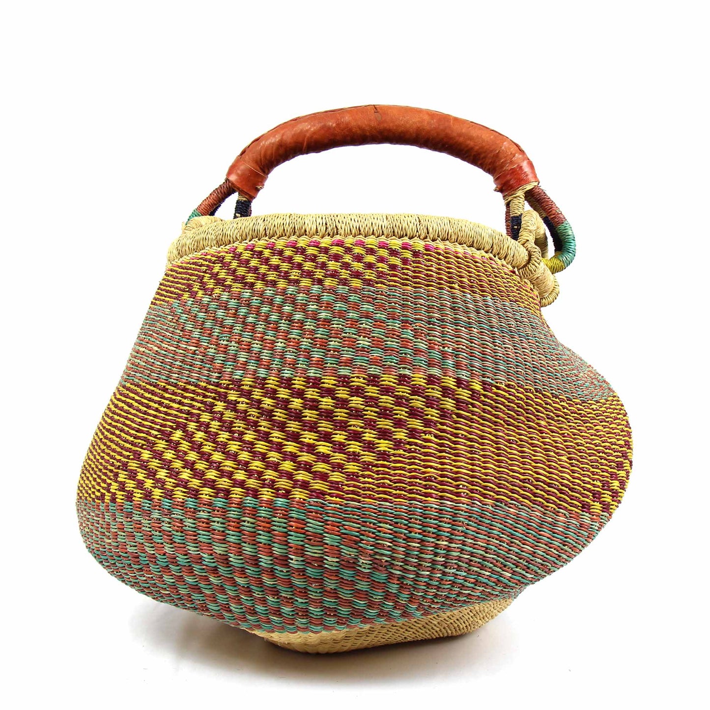 Bolga Pot Design Market Basket- Gambigo Basket- Mixed Colors