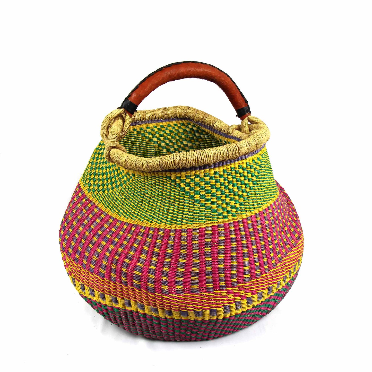 Bolga Pot Design Market Basket- Gambigo Basket- Mixed Colors