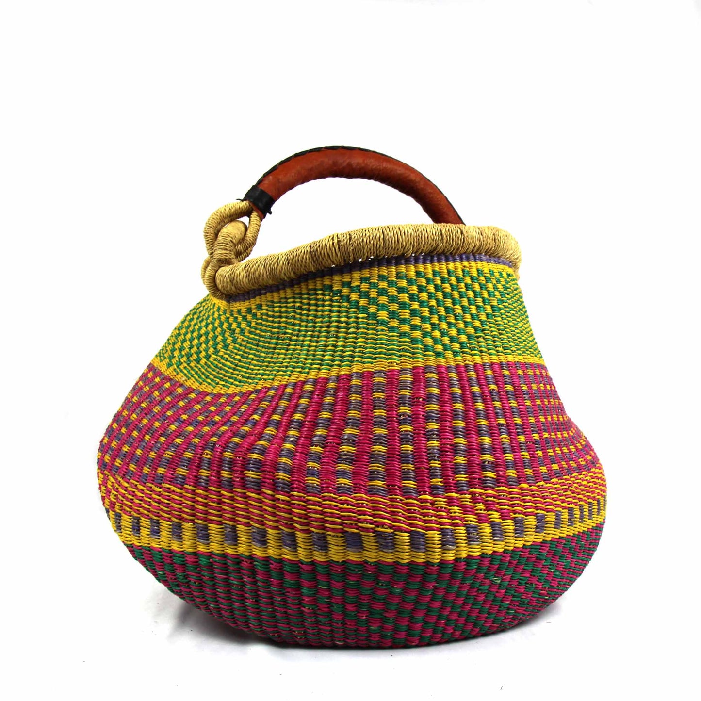 Bolga Pot Design Market Basket- Gambigo Basket- Mixed Colors