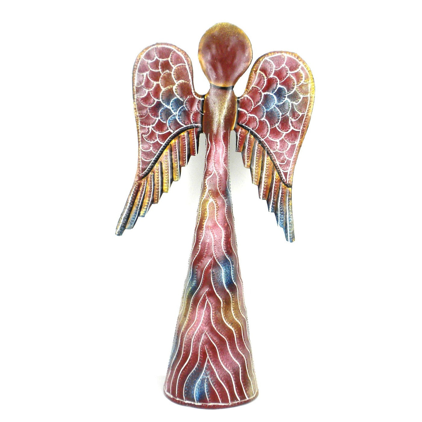 12-inch Hand Painted Metalwork Angel - Pink - Croix des Bouquets