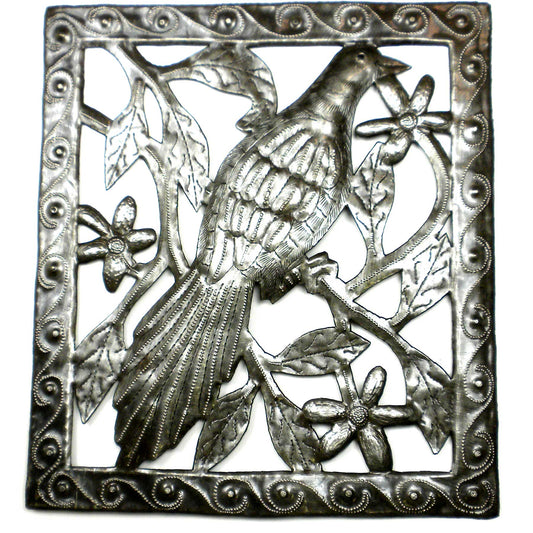 Single Bird Metal Wall Art - 11 by 12 Inches - Croix des Bouquets