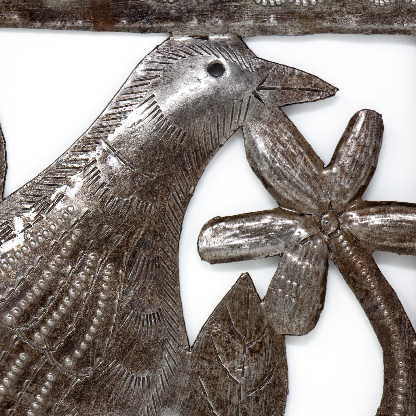 Single Bird Metal Wall Art - 11 by 12 Inches - Croix des Bouquets