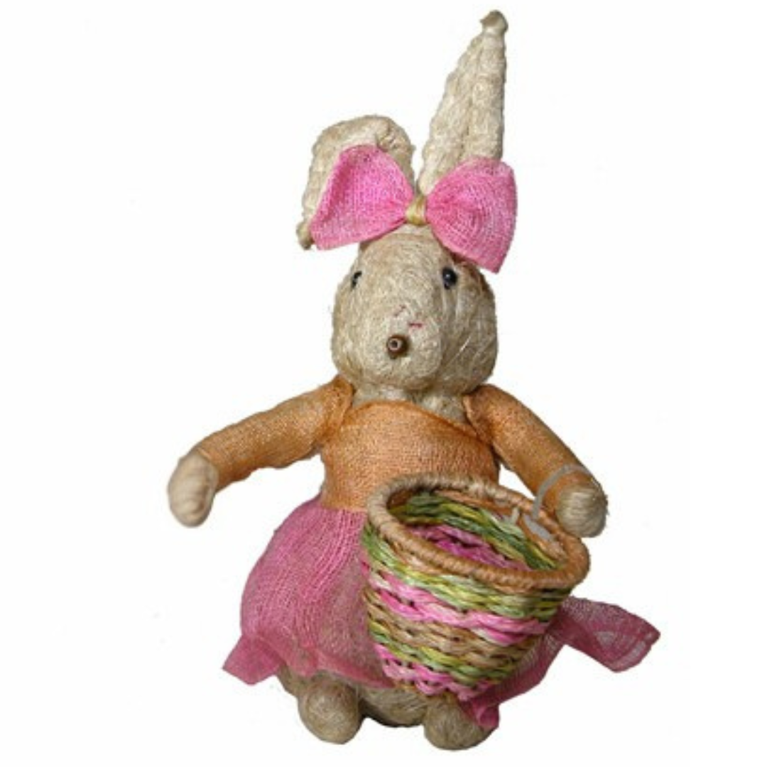 Handmade Abaca Fiber Bunny Rabbit Family -Easter Decorations- Fair Trade-Philippines