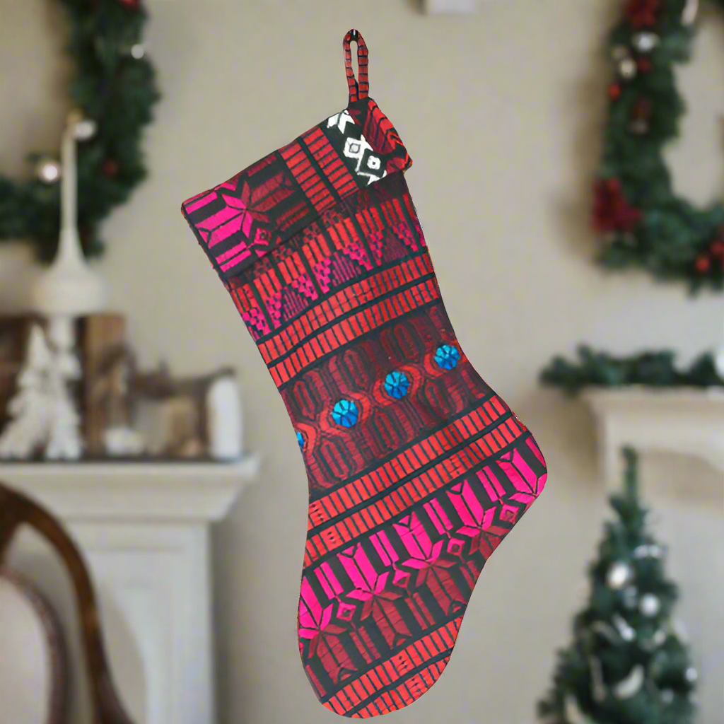 handwoven, reclaimed cotton Christmas stocking made by women of UPAVIM in Guatemala