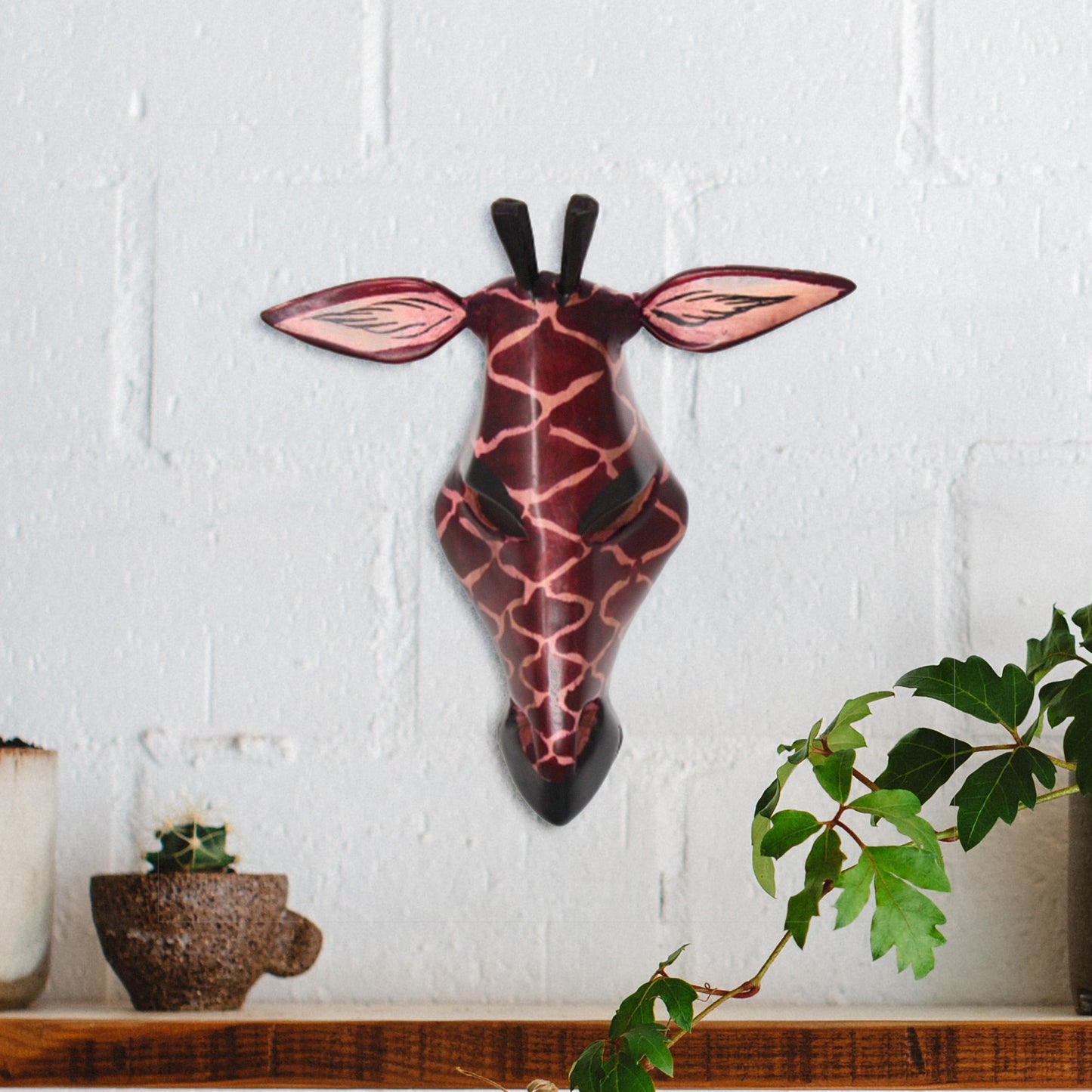 Wood Giraffe Mask-Hand carved in Kenya-Fair Trade