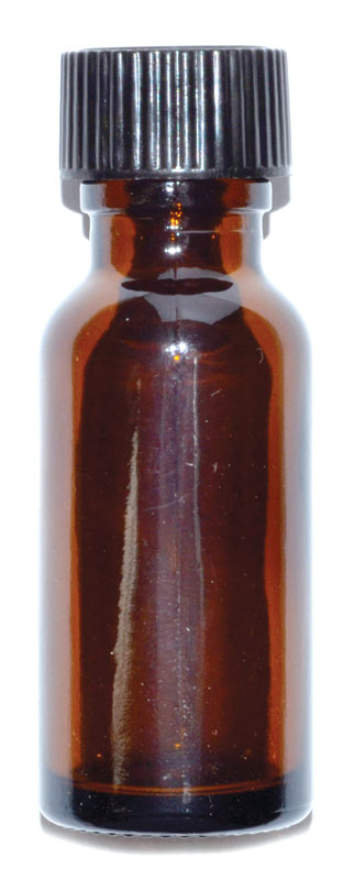 Round Amber Glass Bottles-0.5 or 1.0 Ounce w/ Black Phenolic Screw Caps- 12PC or 24PC