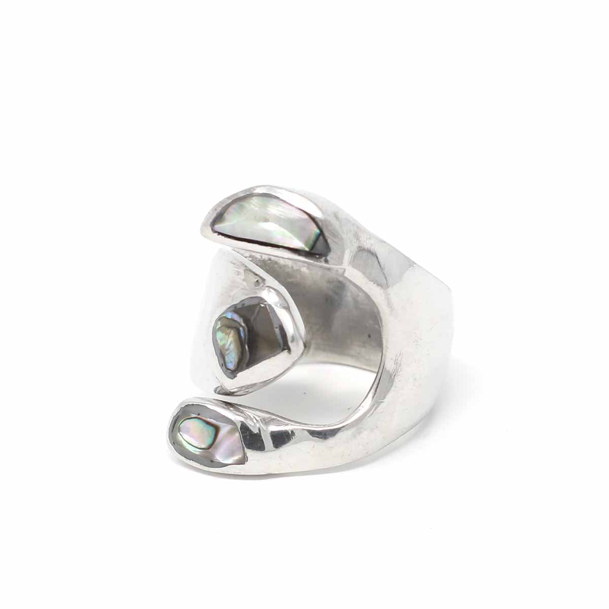 Alpaca Silver & Abalone Wrap Ring - Size 8