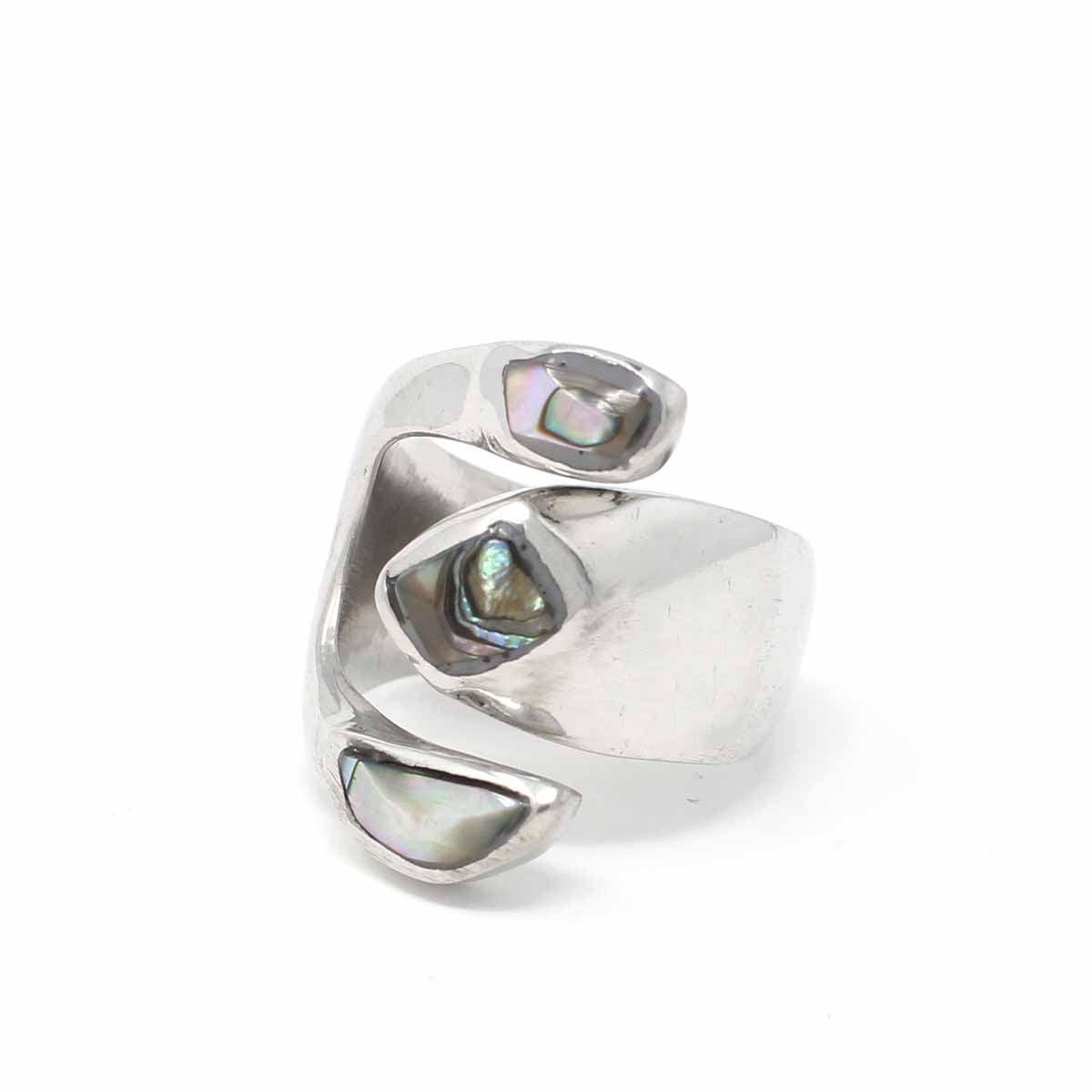 Alpaca Silver & Abalone Wrap Ring - Size 8