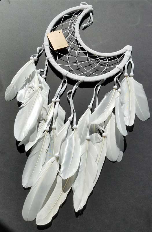 8 1/2" Half Moon White Dream Catcher