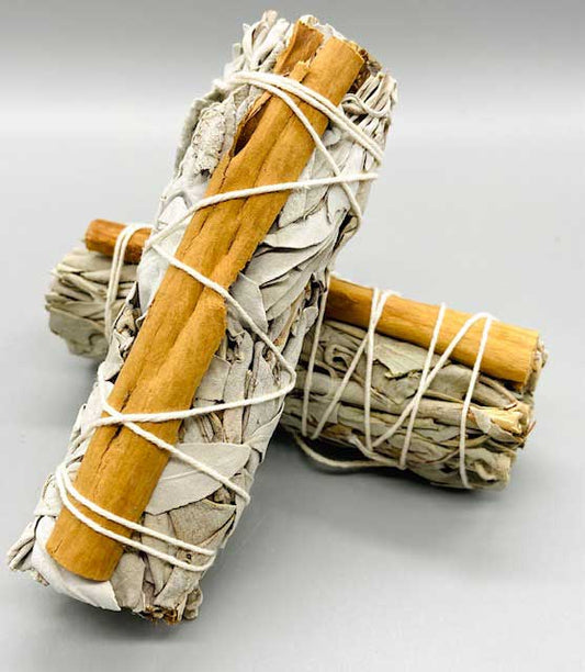 4" White Sage & Cinnamon Smudge Stick