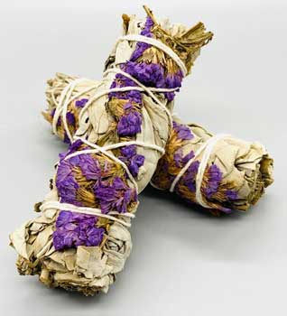 4" White Sage & Purple Sinuata Smudge Stick