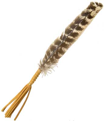 Leather Wrapped Smudging Feather 10" - (Set Of 2)