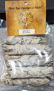 12 PK White Sage Smudge Stick- 3 1/2" each