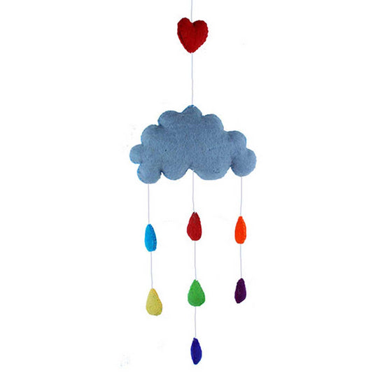 Rainbow Raindrops Felt Baby Mobile - Hanging Room Decoration