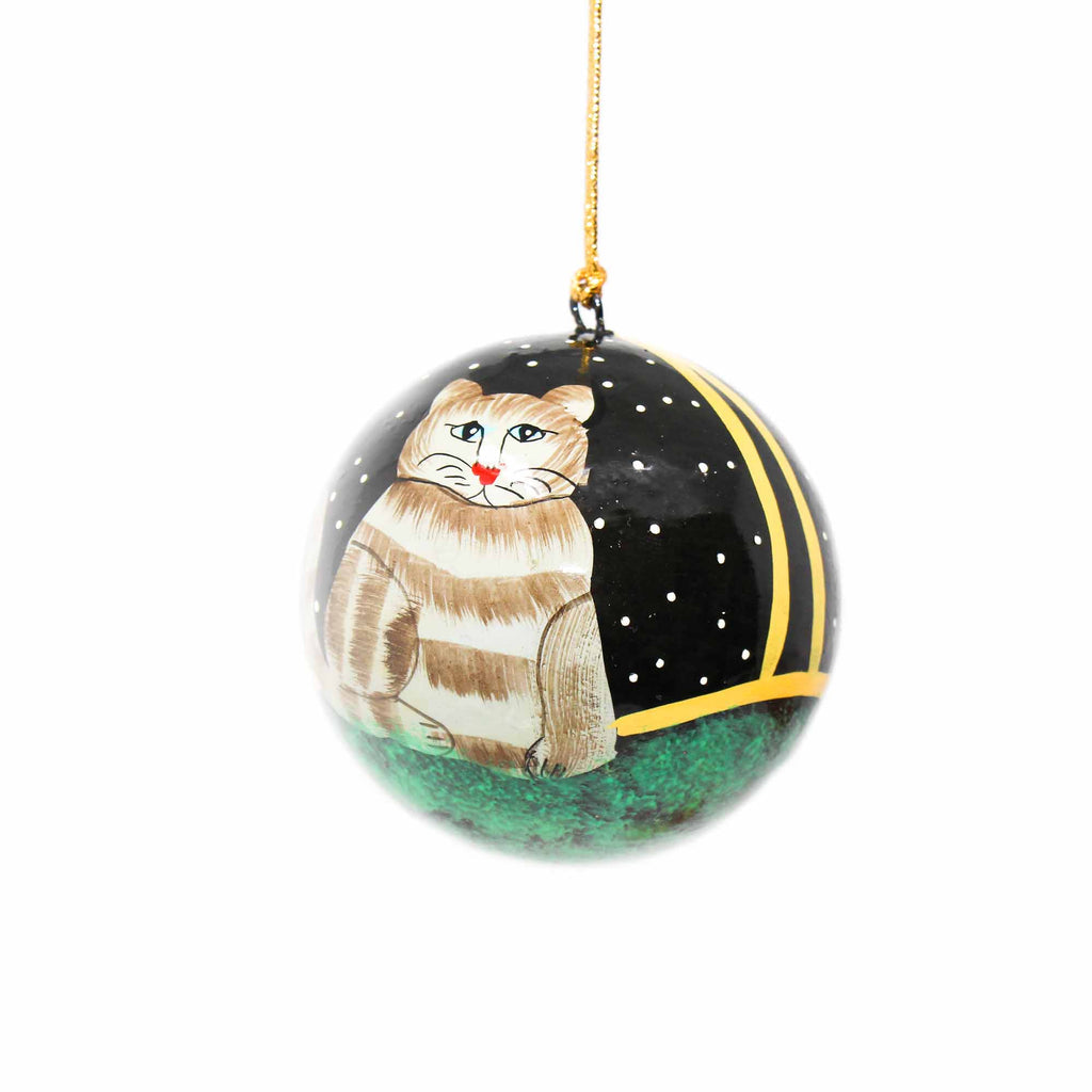 Hand-Painted Cat Holiday Ornaments-Set of 2-Fair Trade- India