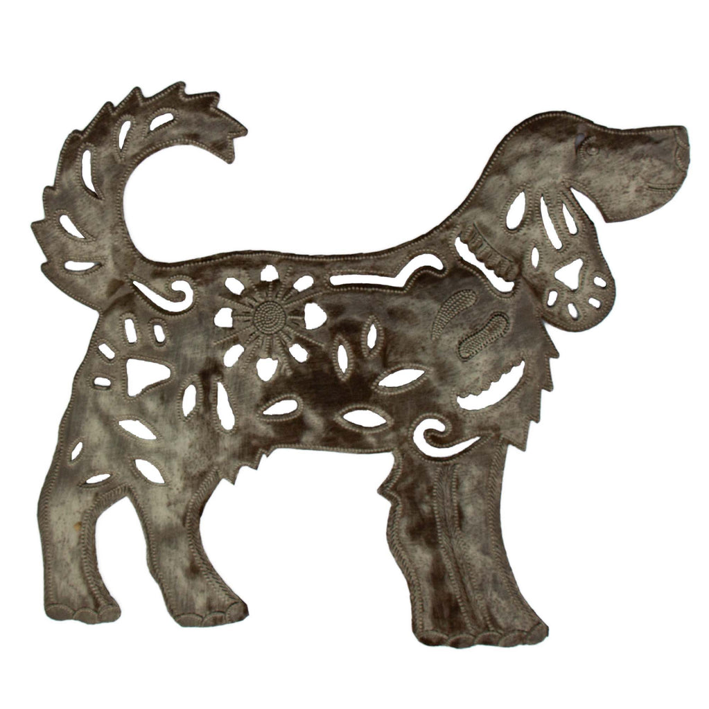 Haitian Steel Drum Wall Art- Sweet Doggie 13" - Handmade - Fair Trade