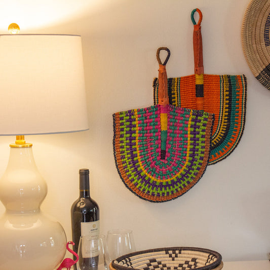 Handwoven Bolga Straw Fans from Ghana- Fair Trade