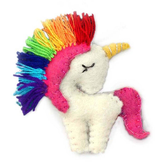 Unicorn Hand-Felted Ornament with Rainbow Colors-Global Groove