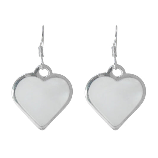 Hand-Crafted Mother of Pearl-Alpaca Silver Heart Dangle Earrings-Fair Trade-Mexico