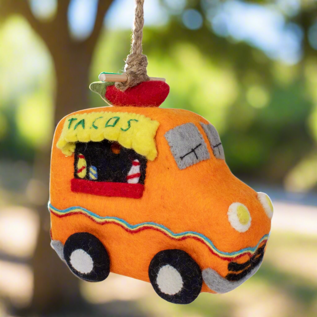 Handcrafted Felt Birdhouse- Taco Food Truck- 100% Natural New Zealand Wool- Fair Trade