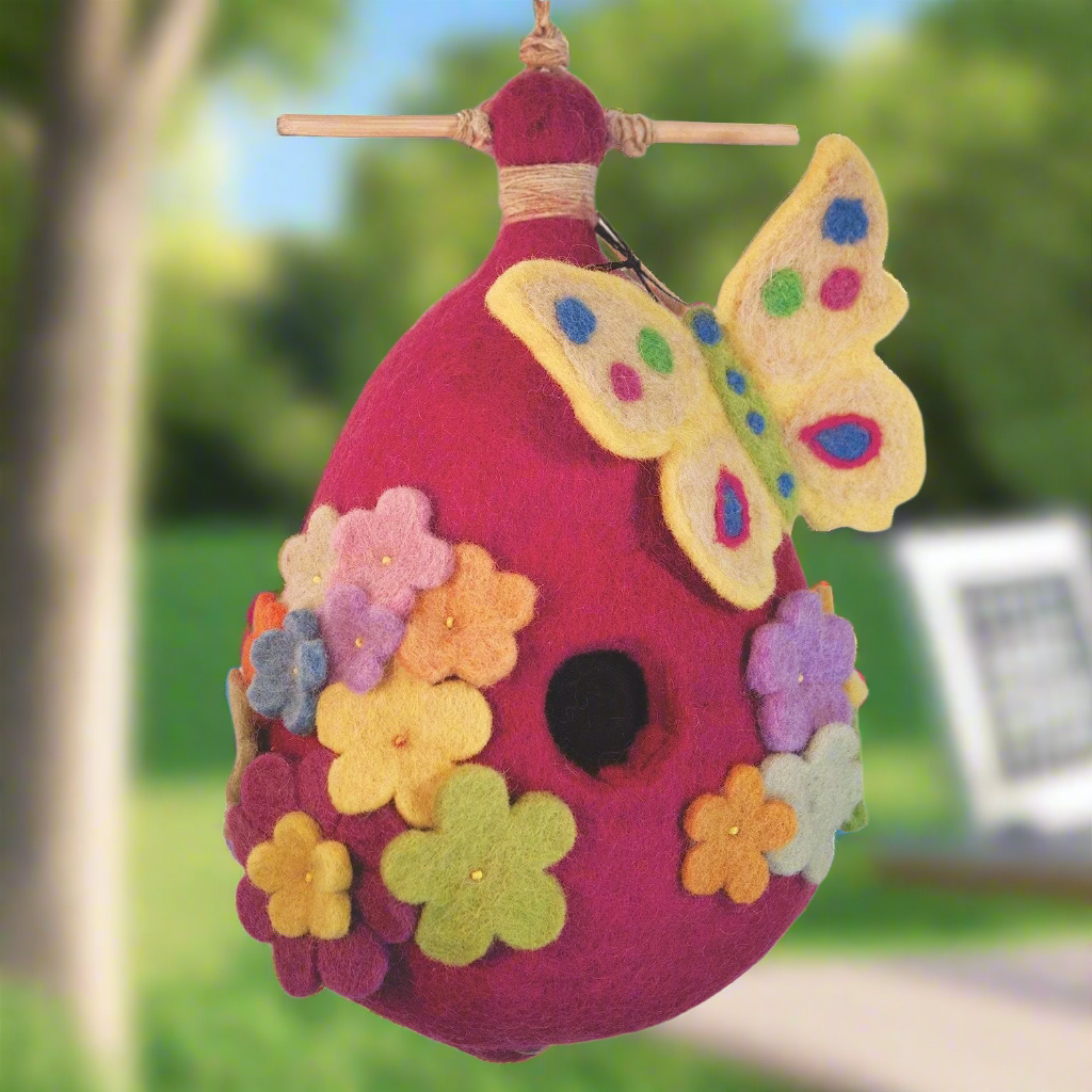 Fieltro Birdhouse - Mariposa - Rosa - Lanas Salvajes