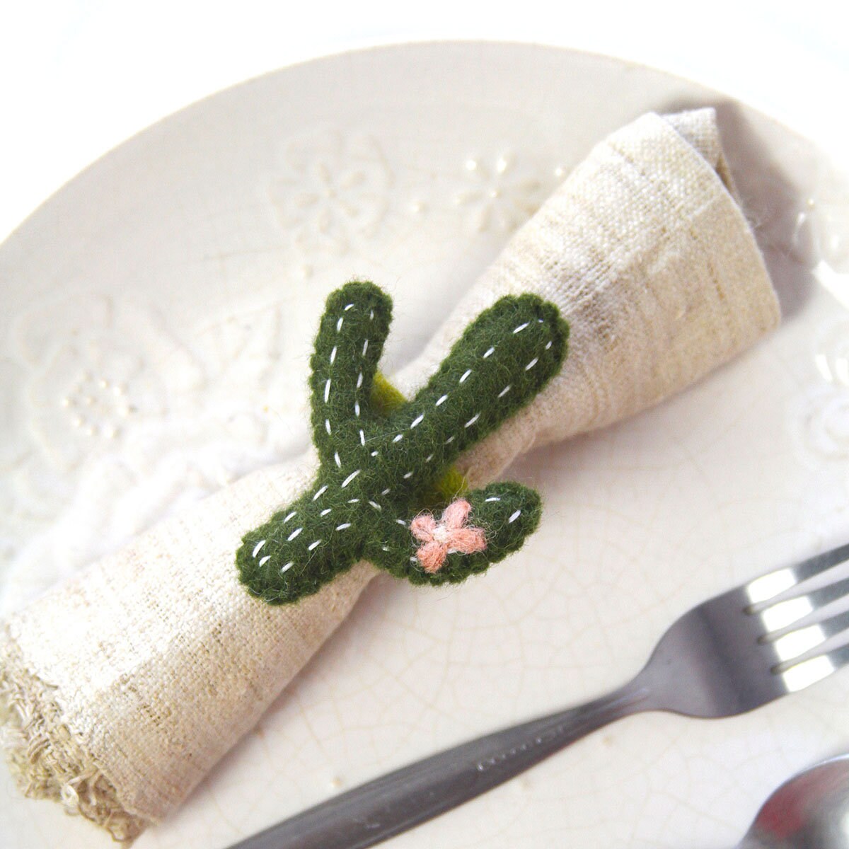 Hand-felted Cactus Napkin Rings -Set of Four Colors - Global Groove